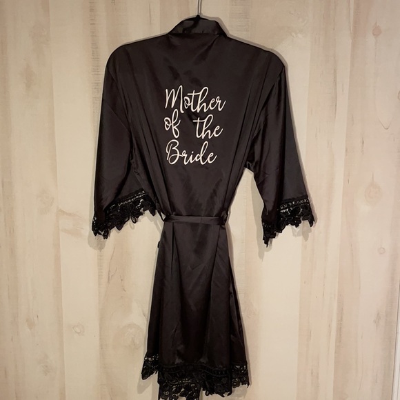 Black Satin Mother of the Bride Robe - Picture 1 of 7
